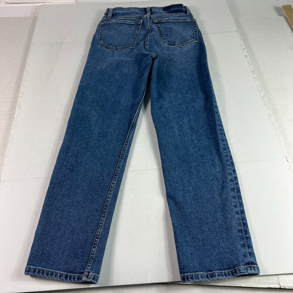 Re/Done Jean Women 25x26* 70s Stove Pipe High Rise Skinny Crop Blue Denim Tag 25 - Picture 10 of 16